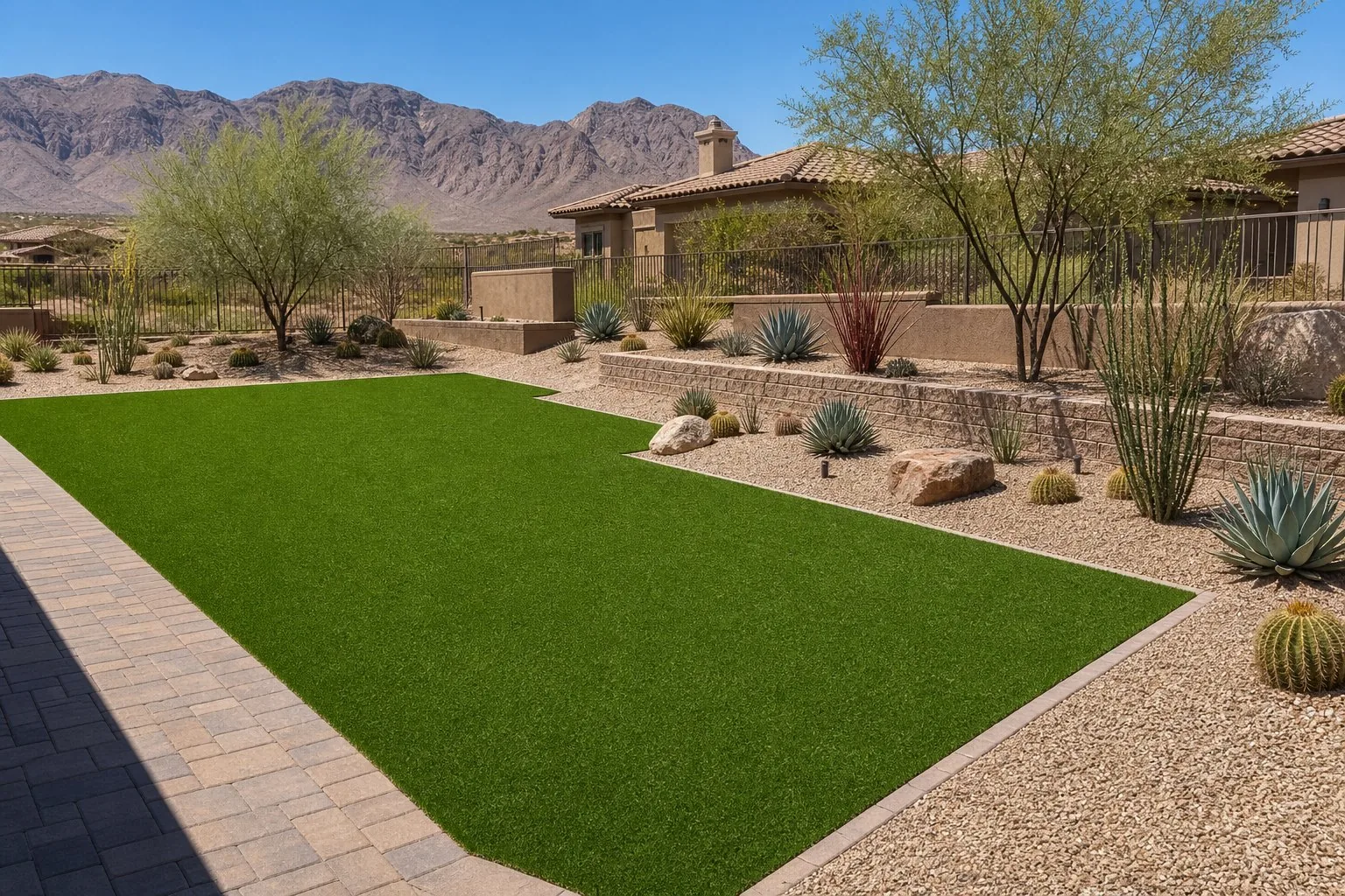 Artificial turf installation on a Las Vegas property