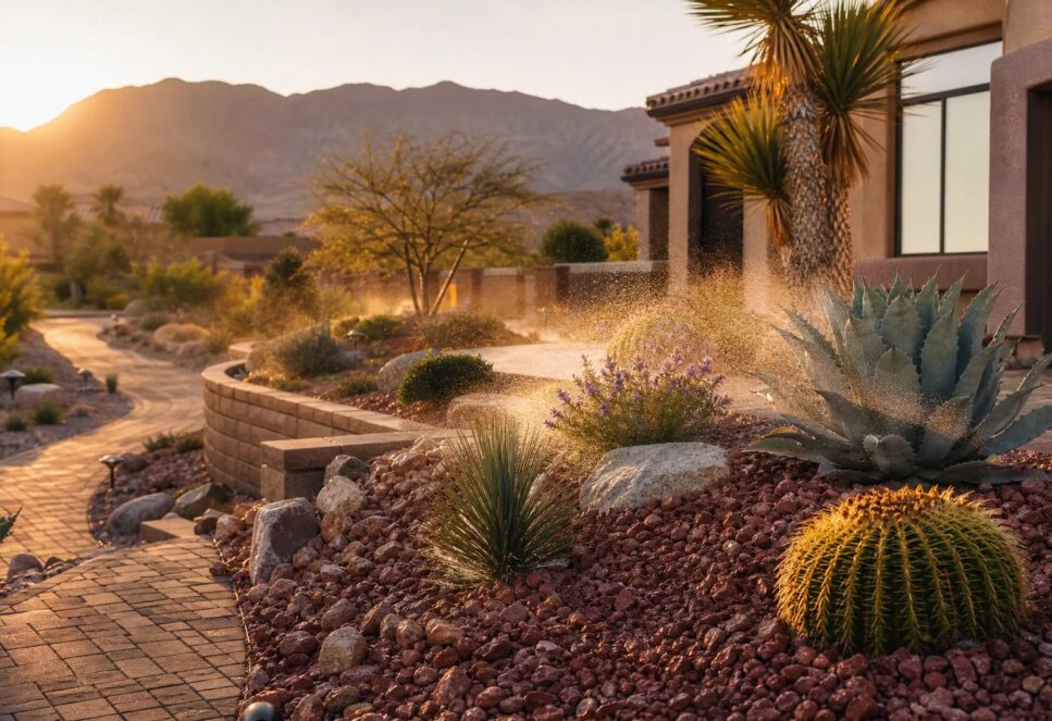 Drip irrigation installation on a Las Vegas property