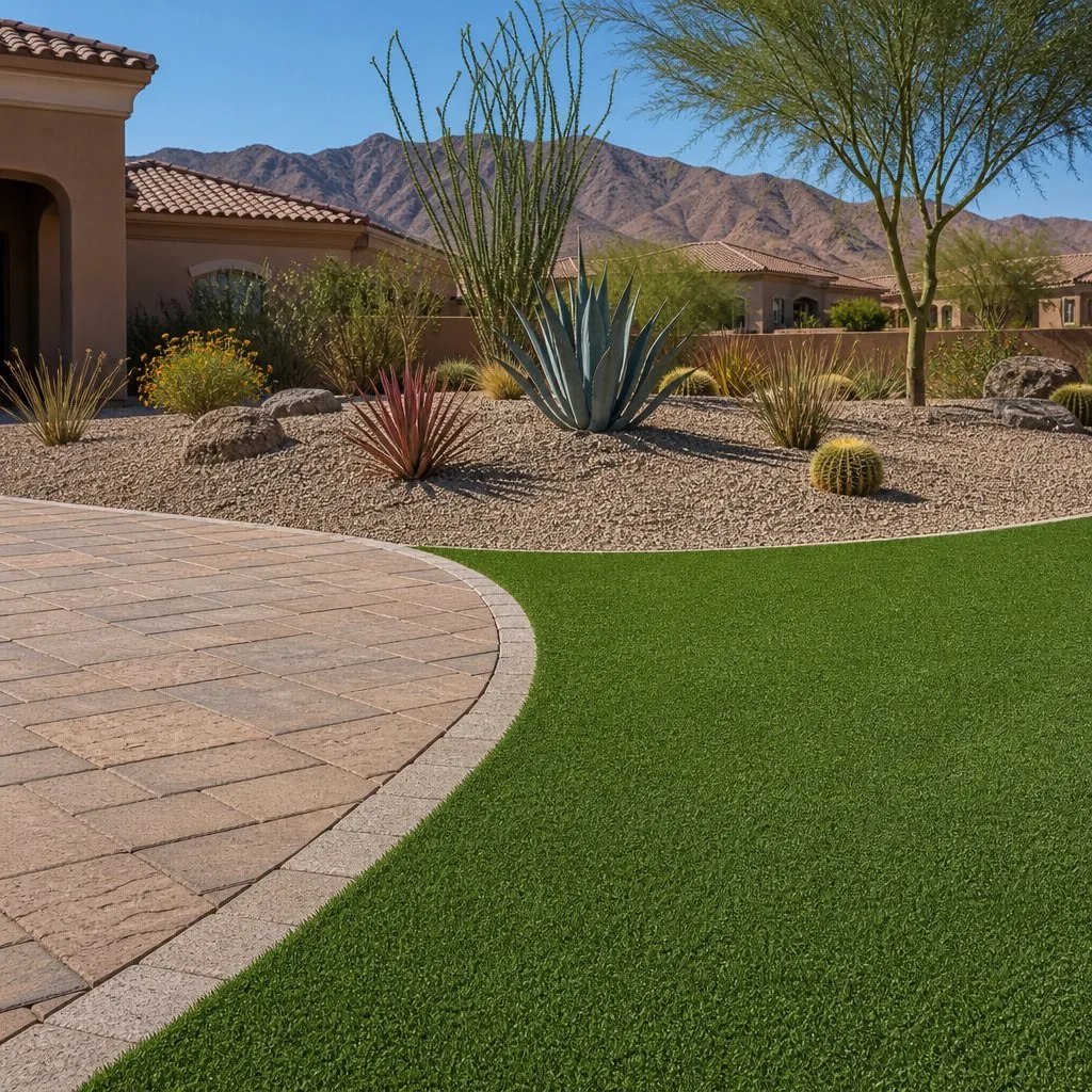 Completed artificial turf lawn in the Las Vegas Valley